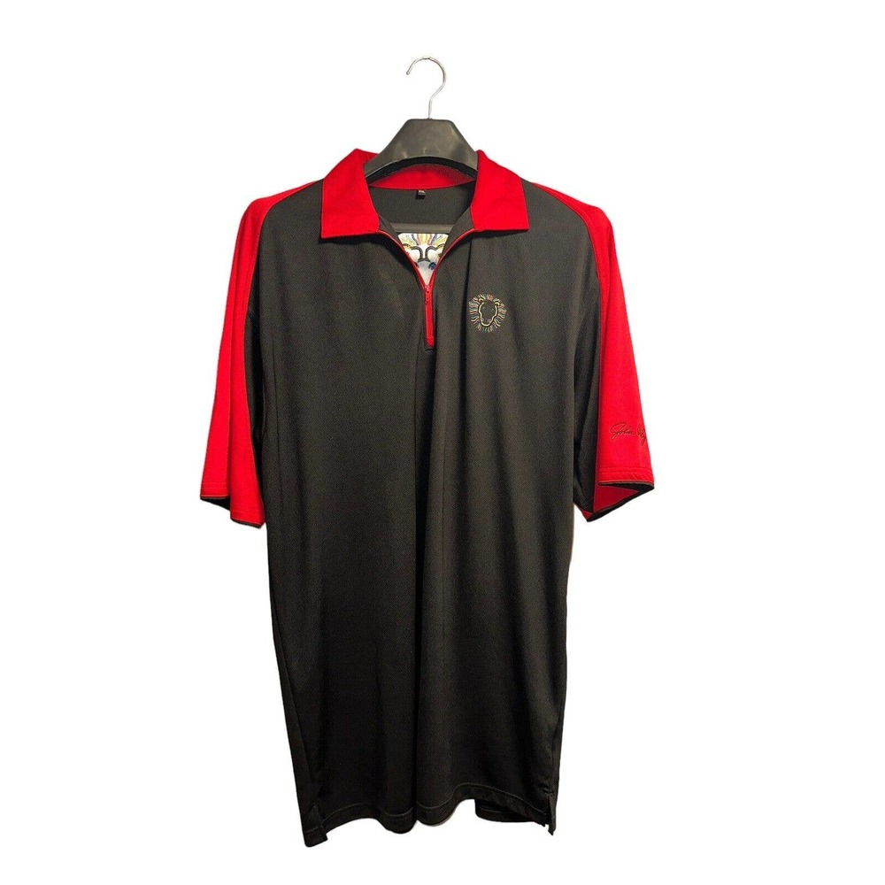 John Daly Apparel Men's Size XXL Lion Embroidery Short Sleeve 1/4 Zip